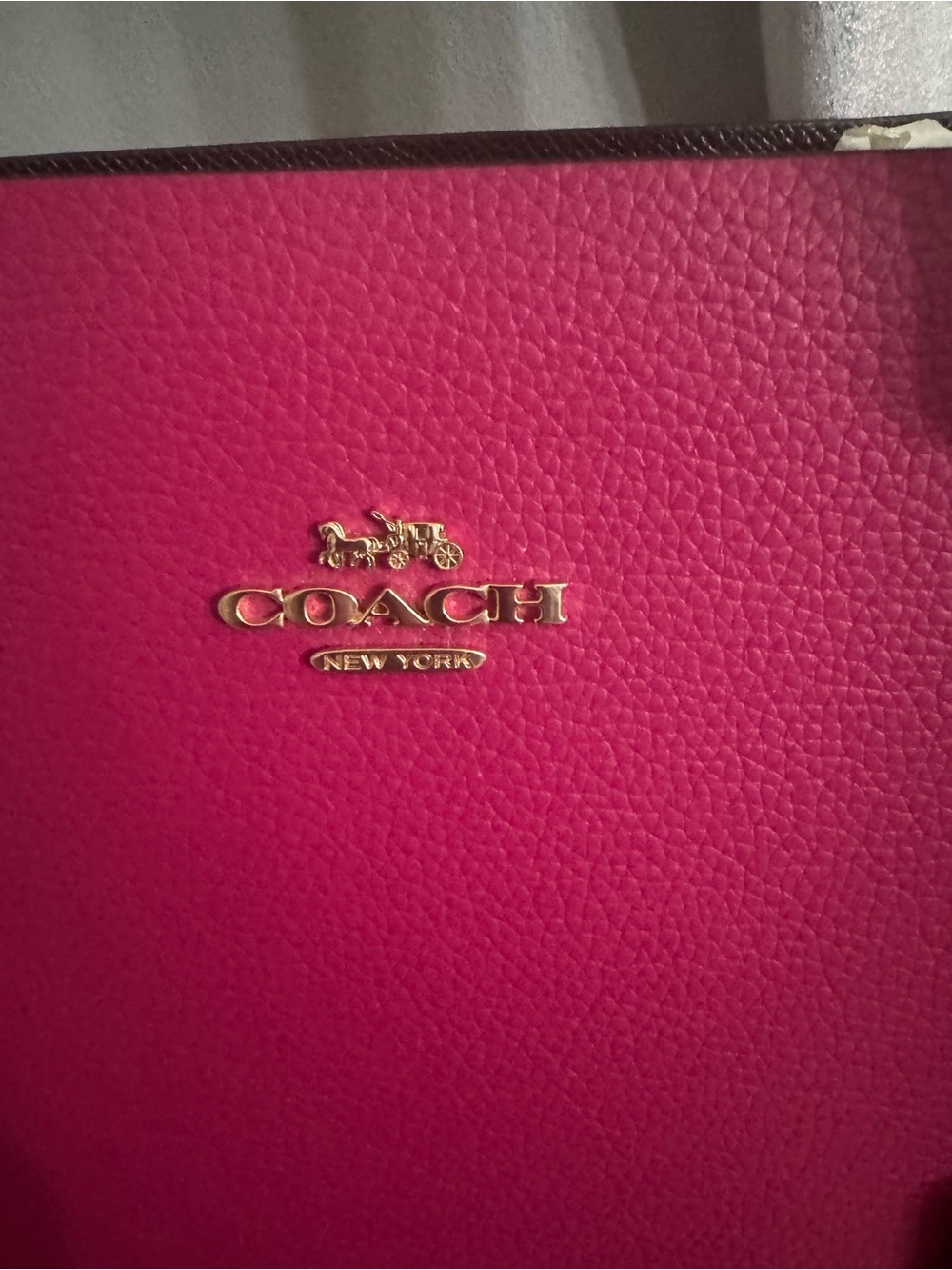 Coach Hot Pink Leather Tote with Signature Canvas Wristlet - Picture 3 of 11